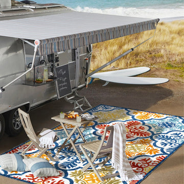 Cassis Ornate Ogee Trellis High-low Indoor/outdoor Area Rug